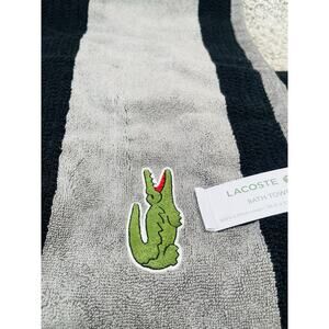 LACOSTE Bath Towel 100% Cotton 30" x 52" Gray Big Crocodile Logo Bathroom Nwt